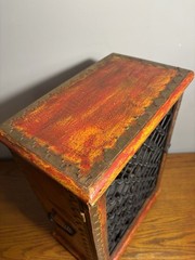 Rustic Indian Bohemian Handicraft Wooden Music CD Storage Desktop Table Cabinet