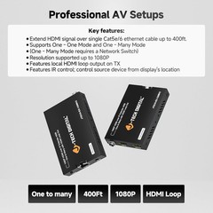 J-Tech Digital HDMI Extender Over Single Cat5e/6/7 1080P 60Hz Up to 400ft, AV Ov
