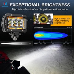 2X 4″ LED Floodlight Pods – White/Amber Offroad Fog Lights for Trucks SUVs UTVs