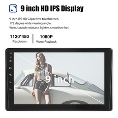 Single 1DIN 9 Inch Car Stereo Apple Carplay Android Auto HD Radio Head Unit SWC