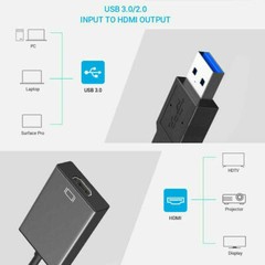 HD 1080P USB 3.0 to HDMI Video Cable Adapter For PC Laptop HDTV LCD Black Silver