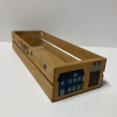 Vtg Cassette Tape Wood Crate Storage Holder Hand Painted Tole Houses Holds 16