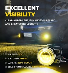 Yellow Lens Fog Lights Driving Lamp Fit for 16-25 Honda Civic Sedan Hatchback