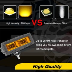 2x 5″ LED Pods Light Bar Amber Yellow Fog Lamp Offroad Driving Truck ATV SUV 4WD