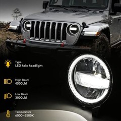 9in LED Headlights Halo DRL Assembly for Jeep Wrangler JL Gladiator 2018-2024