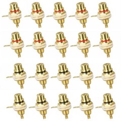 10Pairs 24K Gold Plated RCA Female Chassis Panel Mount Jack Socket Connector TV