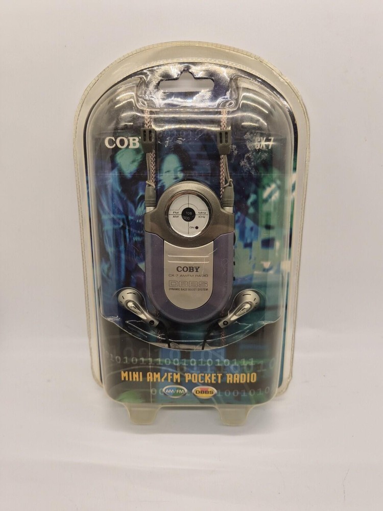 Vintage AM/FM Radio Blue Headphones Portable Personal Clip 2000s Street Fashion