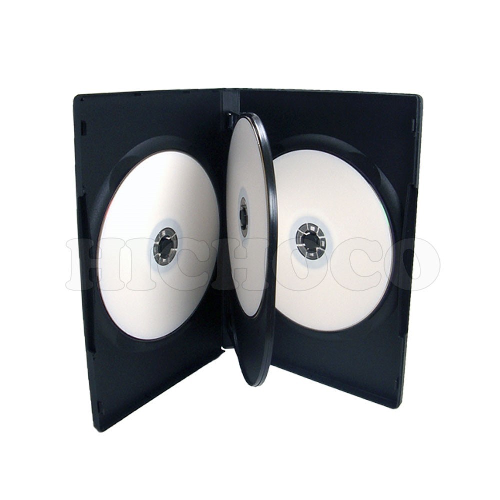 10 14mm Multi Hold 4 Disc Quad CD DVD Black Case Movie Game Box Wholesale