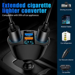 Outlet 12V Dual USB Car Cigarette Lighter Socket Splitter Power Adapter Charger