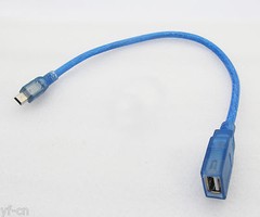 1pc 30cm USB 2.0 A Female to Mini 5pin Male Convert Data Cable Universal Blue
