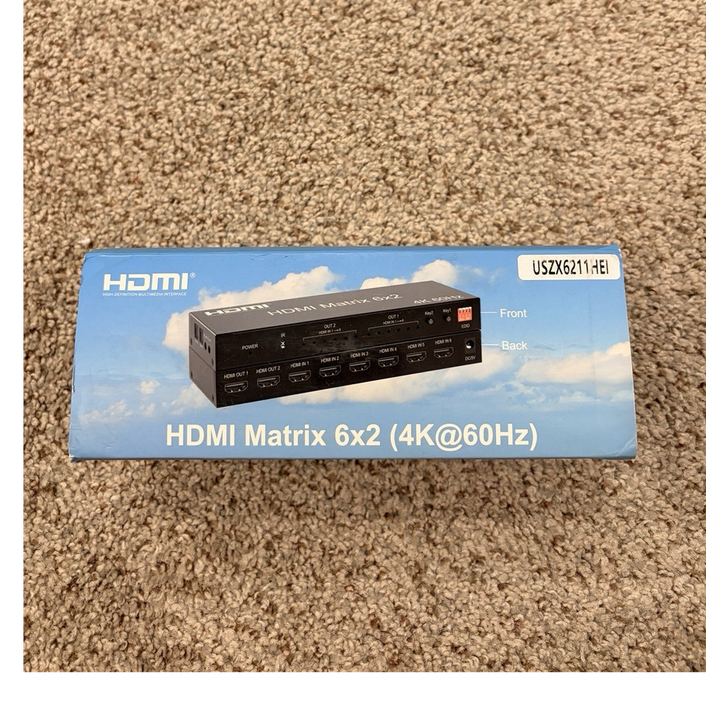 HDMI Matrix Switch 6×2 4K@60Hz IR Remote, Audio Extract, HDCP 2.2