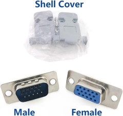 10PCS VGA Male Female DB15 3 Row Solder Cup Connectors Kit, Solder Type D-SUB HD
