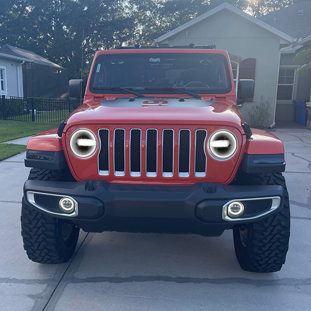 9in LED HEADLIGHTS HALO LED FOG LIGHT COMBO FOR JEEP WRANGLER JL JT 2018-2024