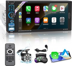 Single DIN Car Stereo Radio Wireless Apple Carplay & Android Auto, 6.9″ IPS BT5.