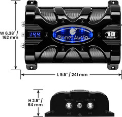 PC10F Car Capacitor – 10 Farad, Energy Storage, Enhance Bass from Stereo, Warnin