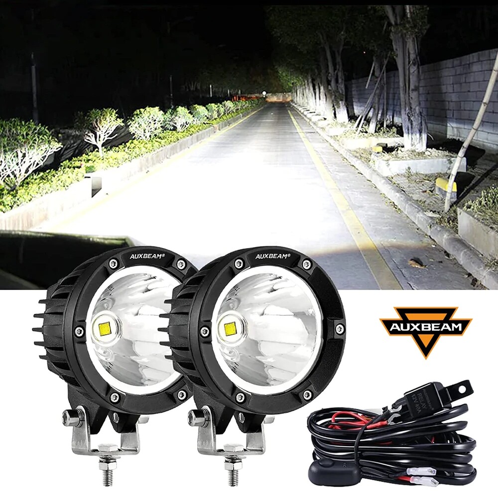 AUXBEAM 4″ Inch LED Work Light Bar Spot Driving Fog Pods Offroad ATV Boat Trucks