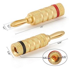 24k Gold Plated Speaker Banana Plugs-Closed Screw Type (12 Pairs (24 Plugs))