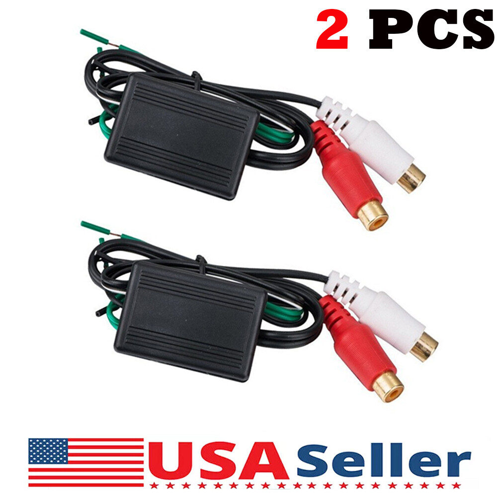 2x High to Low Compact Line Output Converter 2-Channel Speaker Wire to Gold RCA