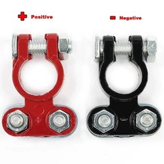 2 Car Battery Terminal Connector Top Post Positive Negative Heavy Duty Universal
