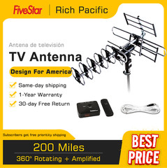 BEST HDTV ANTENNA 200 MILES OUTDOOR TV ANTENA MOTORIZED AMPLIFIED 360 Rotation