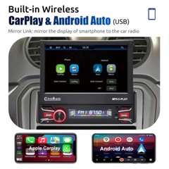 7″ Single 1 DIN Car Stereo Flip Out Touch Screen Radio Carplay MP5 USB +Camera
