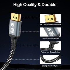 16K DisplayPort Cable 2.1, 3.3 FT DP Cable 2-Pack[16K60Hz, 8K120Hz, 4K240Hz, …