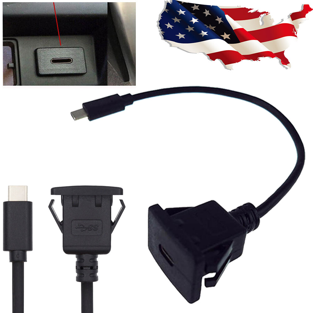 USB-C Type-C Male to Female 10Gbps Extension Cable Flush Car Latch Mount USB 3.1