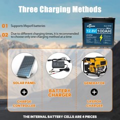 2/3/4 Pack 12V 100Ah LiFePO4 Lithium Battery, Built-in 100A BMS, for Golf Cart