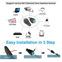 10/20 Pairs 12V DC Male+Female Power Connector 5.5×2.1mm Power Jack Plug Adapter