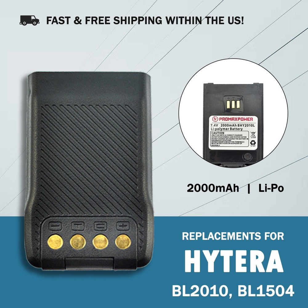 2000mAh Li-Po Battery for Hytera Radios BL2010, BL1504, PD602, PD562, PD682G