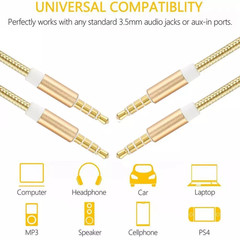 3.5mm Braided Male to Male Stereo Audio AUX Cable Cord for PC iPod CAR iPhone