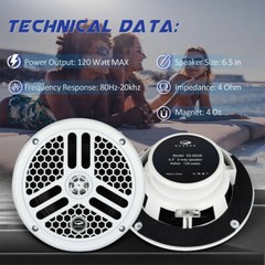 Boat Radio Marine Audio Package with 6.5” 240W Boat Speakers and Antenna