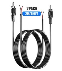 RCA to Speaker Wire Adapter, Bare Wire Cables to RCA Plugs (2 Pack 20AWG 6.6 ft)