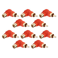 Plastic+Zinc Alloy RCA Right Angle Connector Plug Adapters Lightweight Durable;