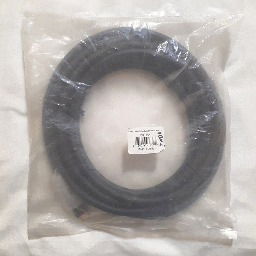 Monoprice 4K High Speed HDMI Cable 25FT 4K@60Hz 18Gbps HDR Black No Logo