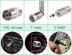 F Type Telescopic Aerial Antenna 75 Ohm with TV / 3.5 Adapter Bose Wave Radio FM