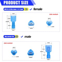 500X Insulated Female Male Spade Crimp Terminal Quick Disconnect Wire Connectors