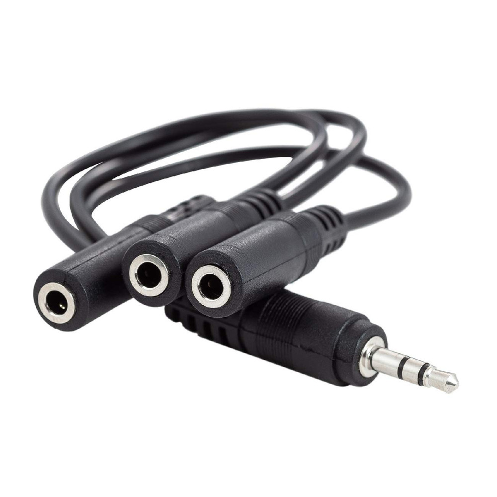 AUX Headphone Splitter Cable 3.5mm Male to Triple Female Stereo Adapter