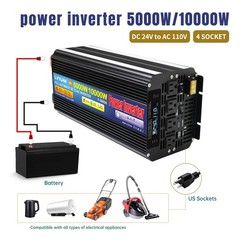 5000W 10000W Power Inverter DC 24V to AC 110V Converter 4AC USB LCD Remote RV