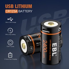 EBL 16340 CR123A USB Rechargeable Li-ion Battery 3.0V For Arlo Camera Lot