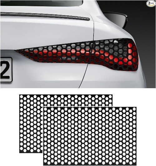2PCS Car Rear Tail Light Lamp Stickers Honeycomb Type Deca Color: Carbon Fiber