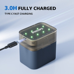 Philips 8Pcs 3600mWh Lithium AA Rechargeable Batteries 1.5V Battery +Charger Box