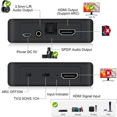 4K HDMI Audio Extractor ARC HDMI 2.0B Converter HDMI To HDMI