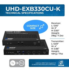 OREI 4K HDMI/USB-C HDBaseT 3.0 Extender Over CAT6/7 With KVM (UHD-EXB330CU-K)