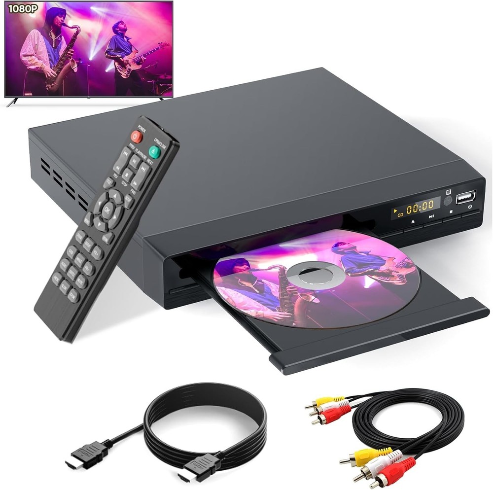 Tojock DVP-506 Region Free DVD CD Player HDMI RCA USB 1080p Upscale Black