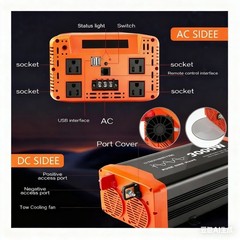3000W Car Power Inverter DC 12V To AC 110V Pure Sine Wave Solar Converter LCD