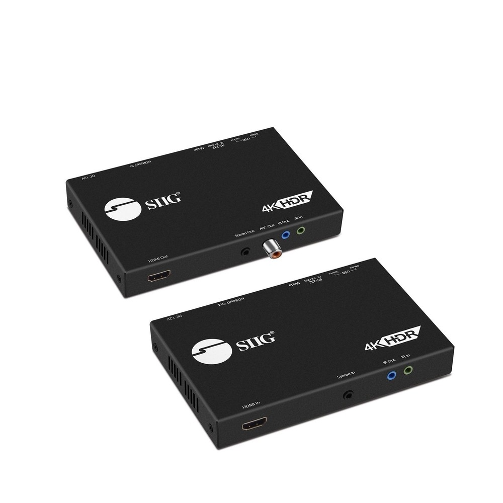 SIIG HDBaseT HDMI Extender 4K 60Hz USB 2.0 KVM RS232 Over CAT5e/CAT6/CAT7 Up to