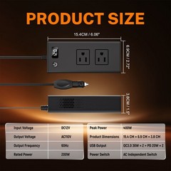 200W Car Power Inverter DC 12V to AC 110V Converter Adapter Charger Outlet US