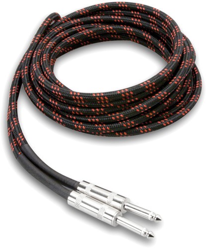 Hosa 3GT-18C5 Cloth Guitar Cable Straight to Same 18FT [New ] Black, Red