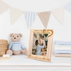 Mom Picture Frame First Mothers Day Gift 9.5 inches x 7.5 inches, wood